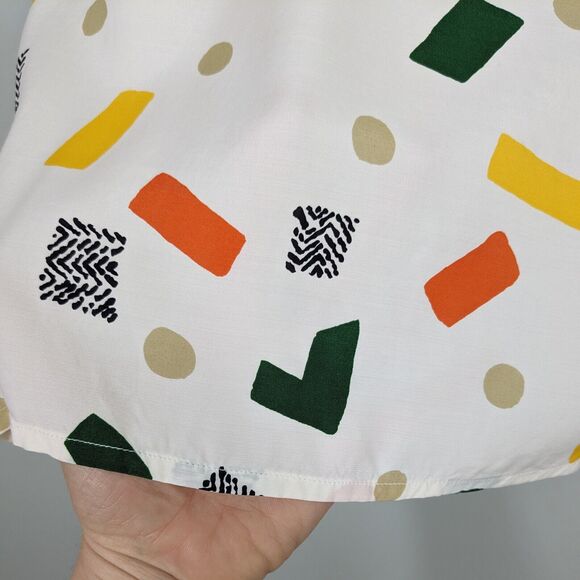 Vintage 80S 90S Top Shorts Set Geometric Multicolor Funky Bermuda Work Cream 10 - Picture 8 of 13